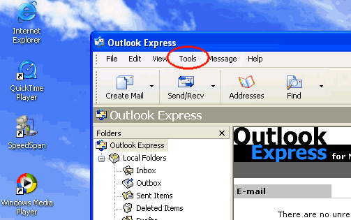Outlook Express startup screen