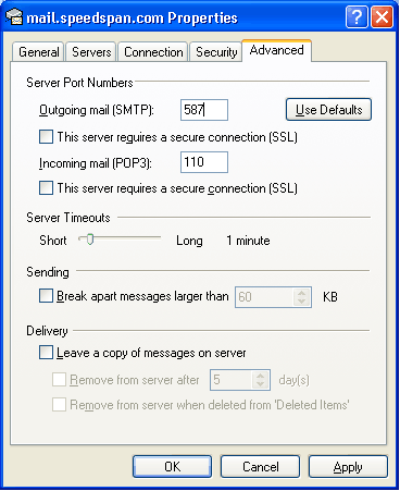 Outlook Express screen