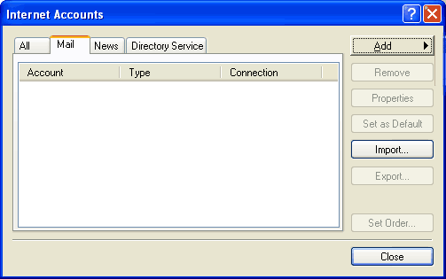 Outlook Express startup screen