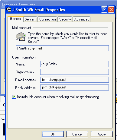 Outlook Express Email Acct General Properties