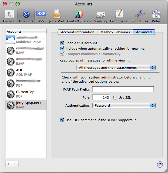 Apple Mail startup screen