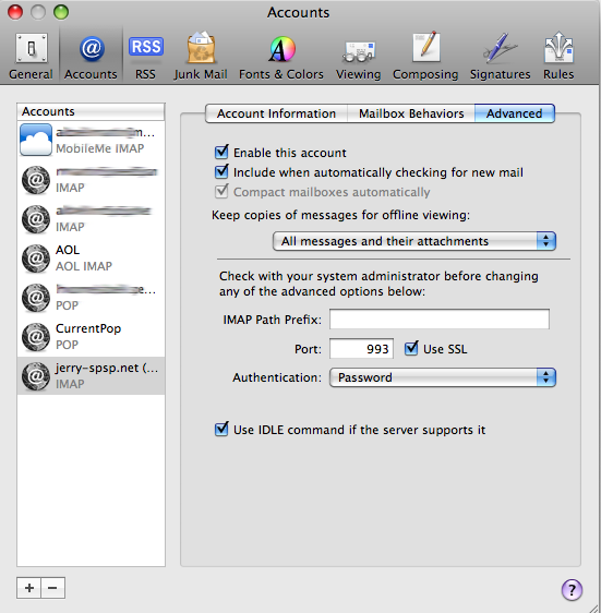 Apple Mail startup screen