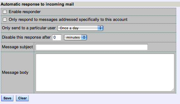 screen shot of Automatic response dialog